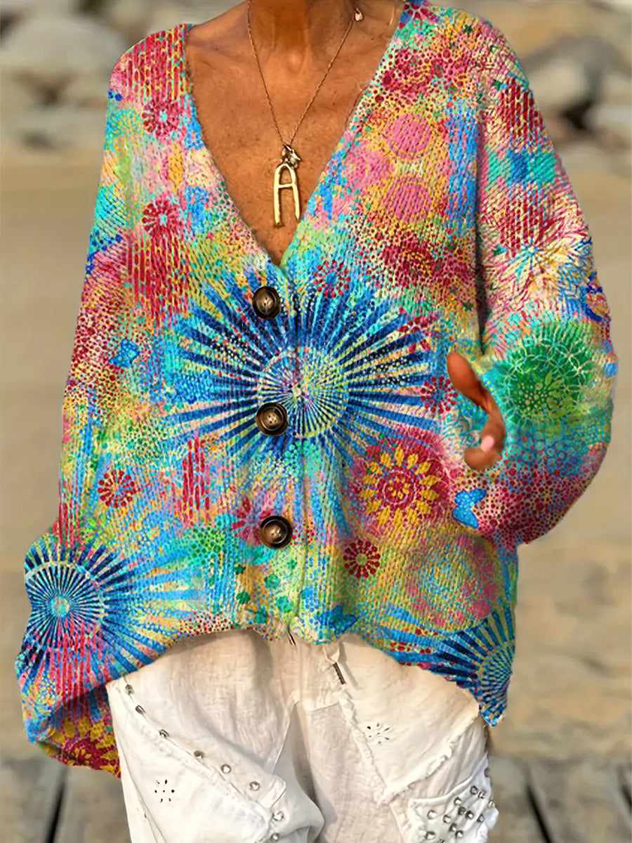 womens-beautiful-colorful-abstract-circular-floral-totem-painting-art-print-casual-pullover-sweater