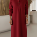 Women's Casual Loose Hooded Button Sweatshirt Dress
