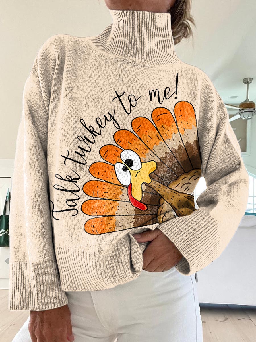 womens-funny-turkey-pattern-art-print-knit-turtleneck-pullover-sweater