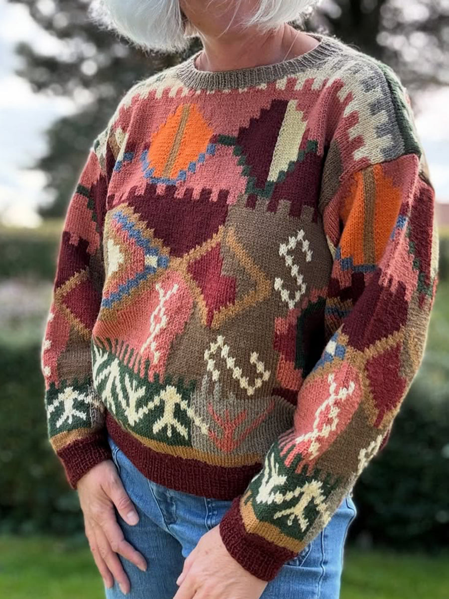 vintage-pattern-knitted-pullover-sweater