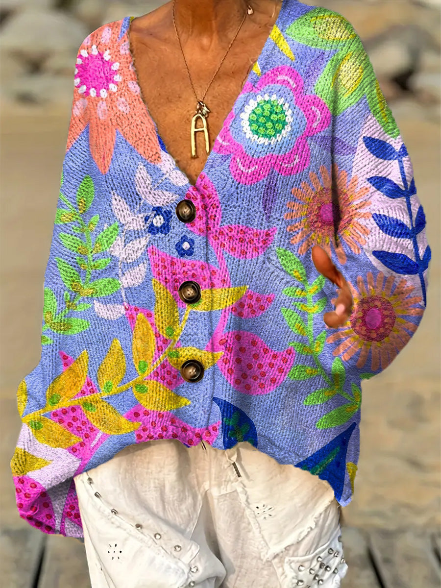 womens-beautiful-colorful-abstract-floral-painting-art-print-casual-pullover-sweater