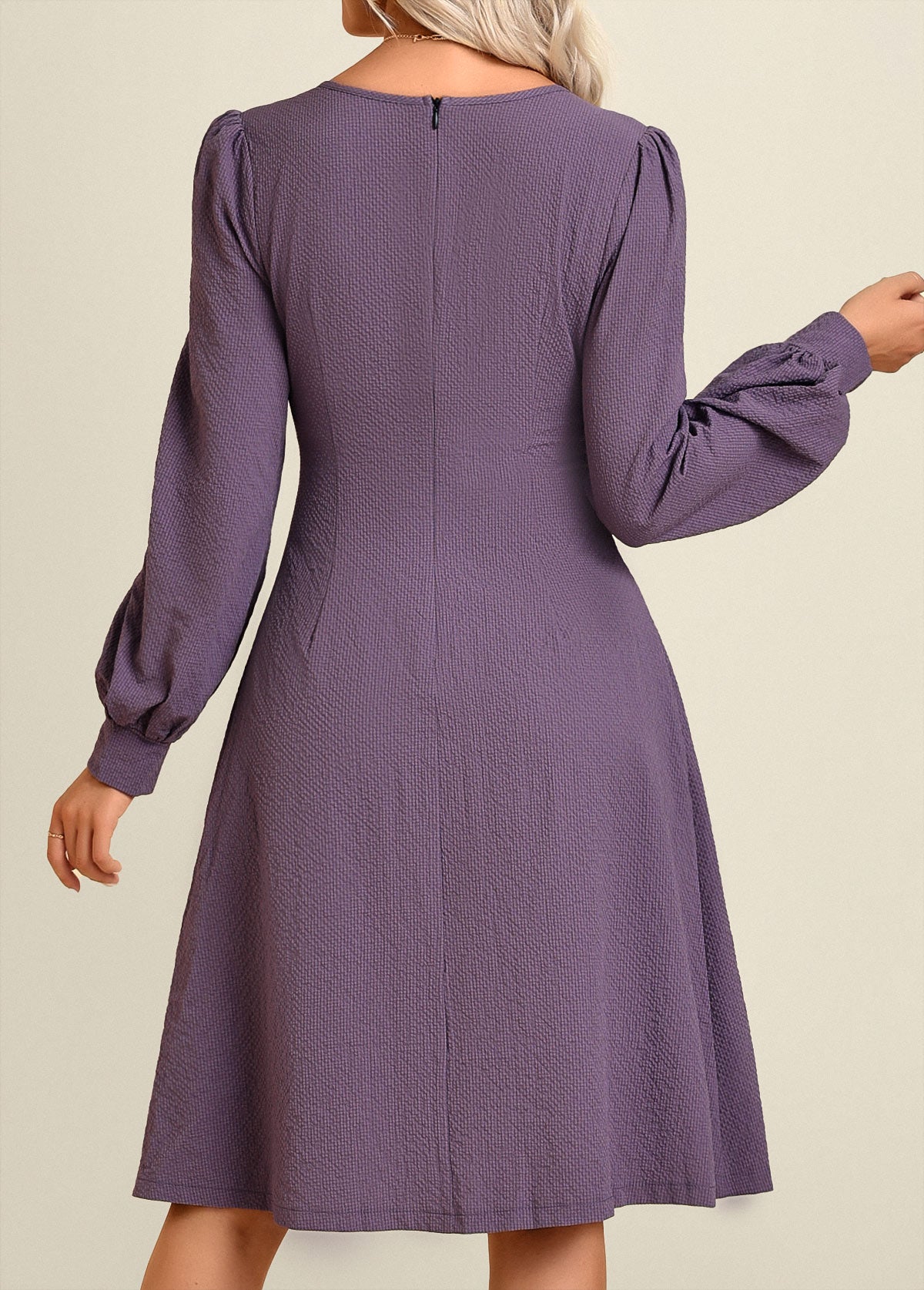 Dusty Purple Split Long Sleeve Dress