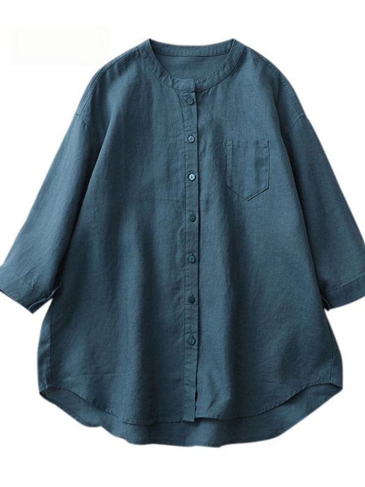 Women's Loose Casual Cotton And Linen Shirt