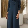 Women's Elegant Triangle Scarf Collar Knitted Midi Dress