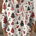 Women's Christmas Tree Art Print Buttoned Cardigan Sweater