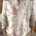 Vintage Christmas Art Print Buttoned Cardigan Sweater