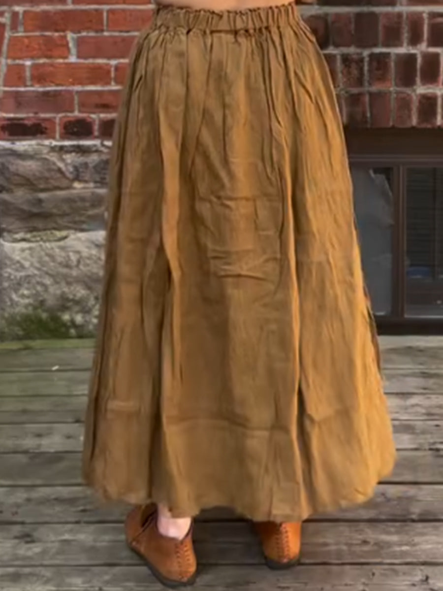 Women's Cotton and Linen Pocket Skirt