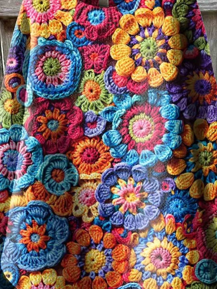 Colorful Funny Print Knit Pullover Sweater