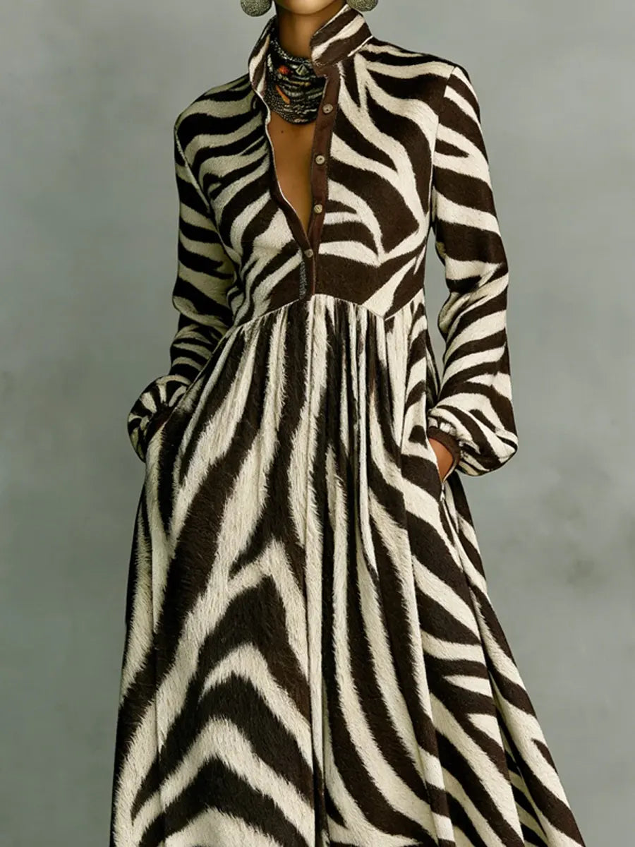 Women's Vintage Leopard Art Elegant Romantic Casual Vacation Maxi Dress