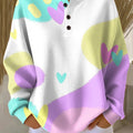 Women's Beautiful Colorful Abstract Graffiti Love Heart Painting Art Print Casual Cotton Sweatshirt