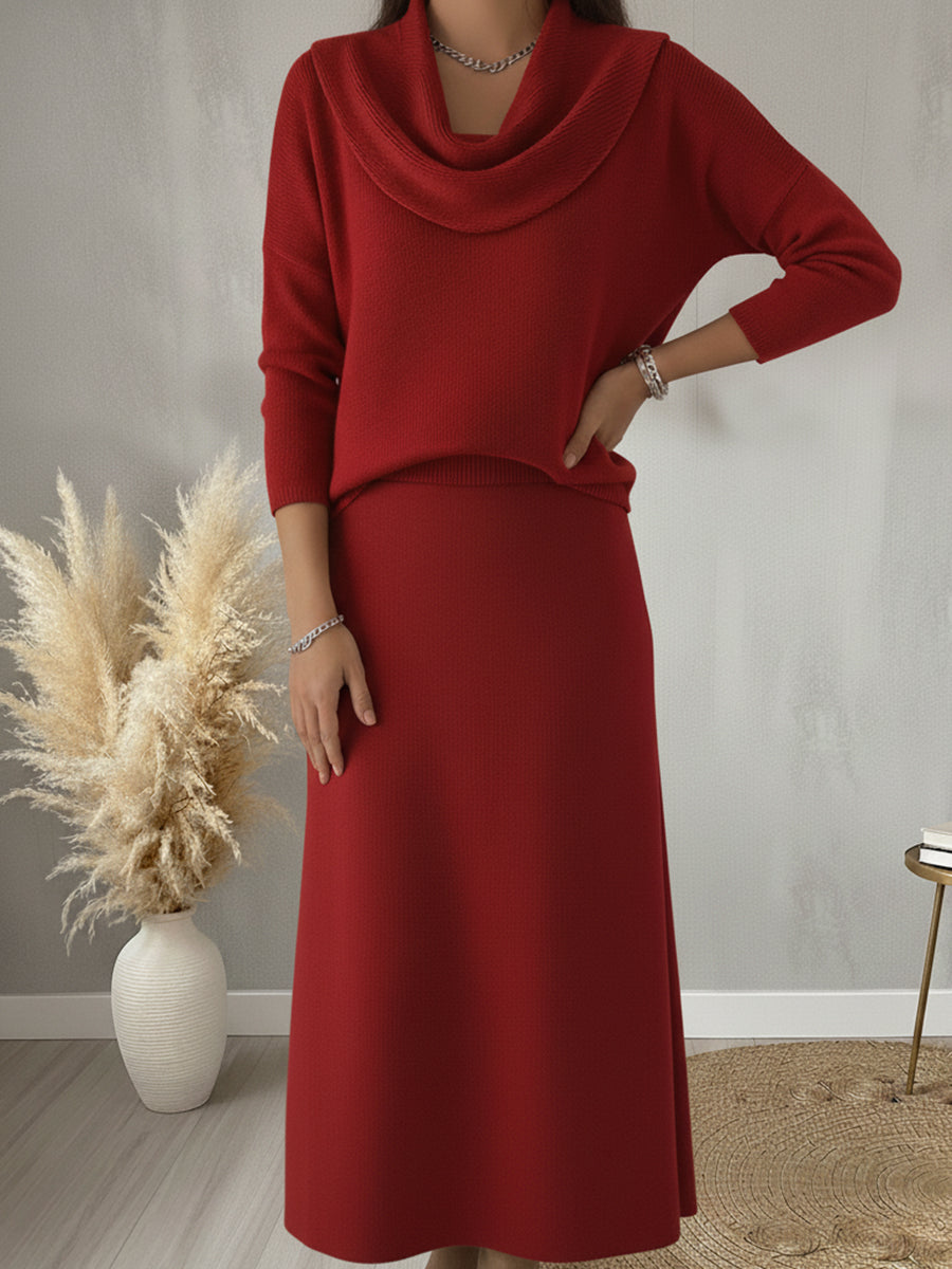 Women's Elegant Solid Color Knitted Umbrella Skirt