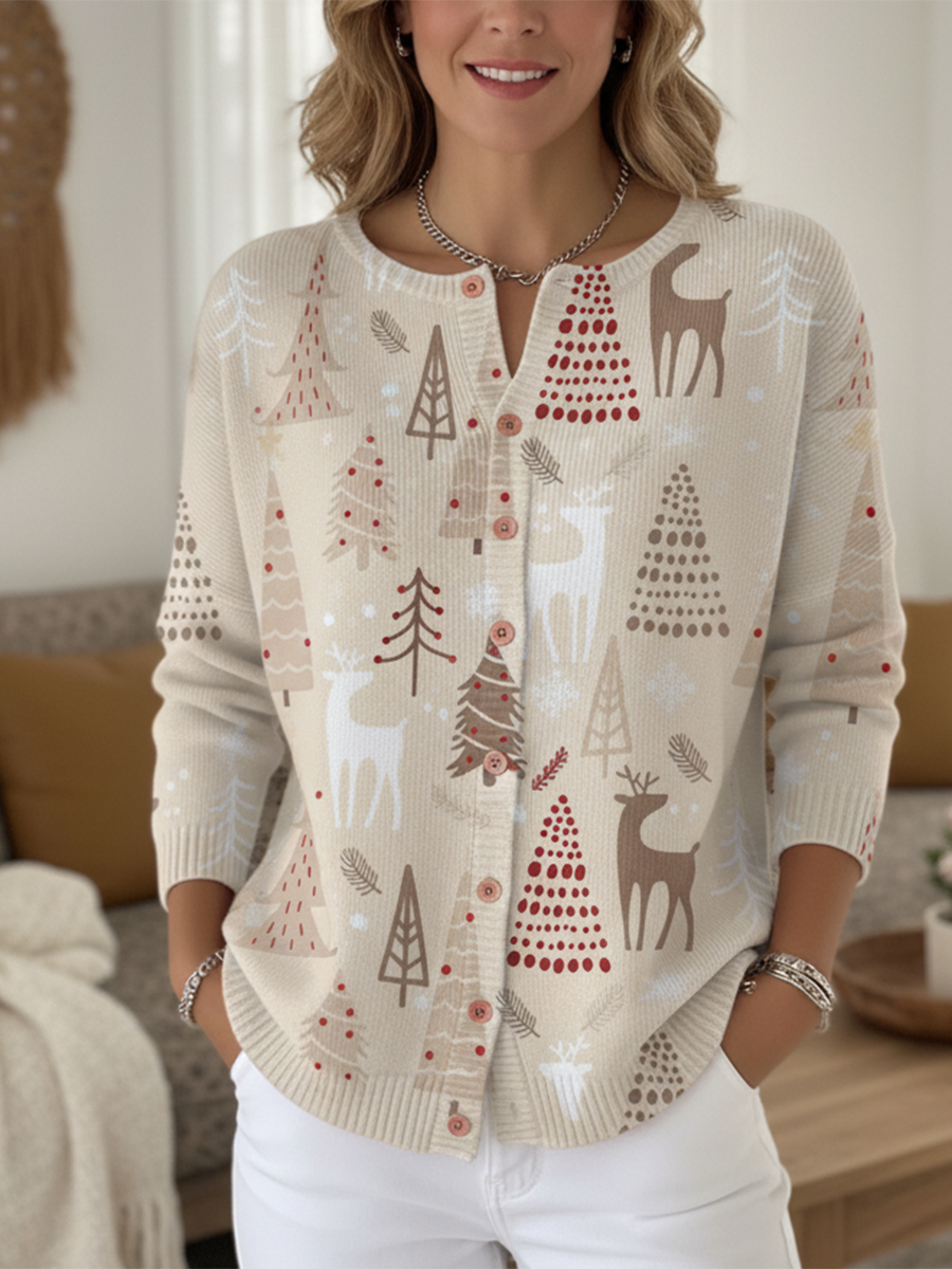 Women's Soft Cedar Elk Button Sweater Cardigan