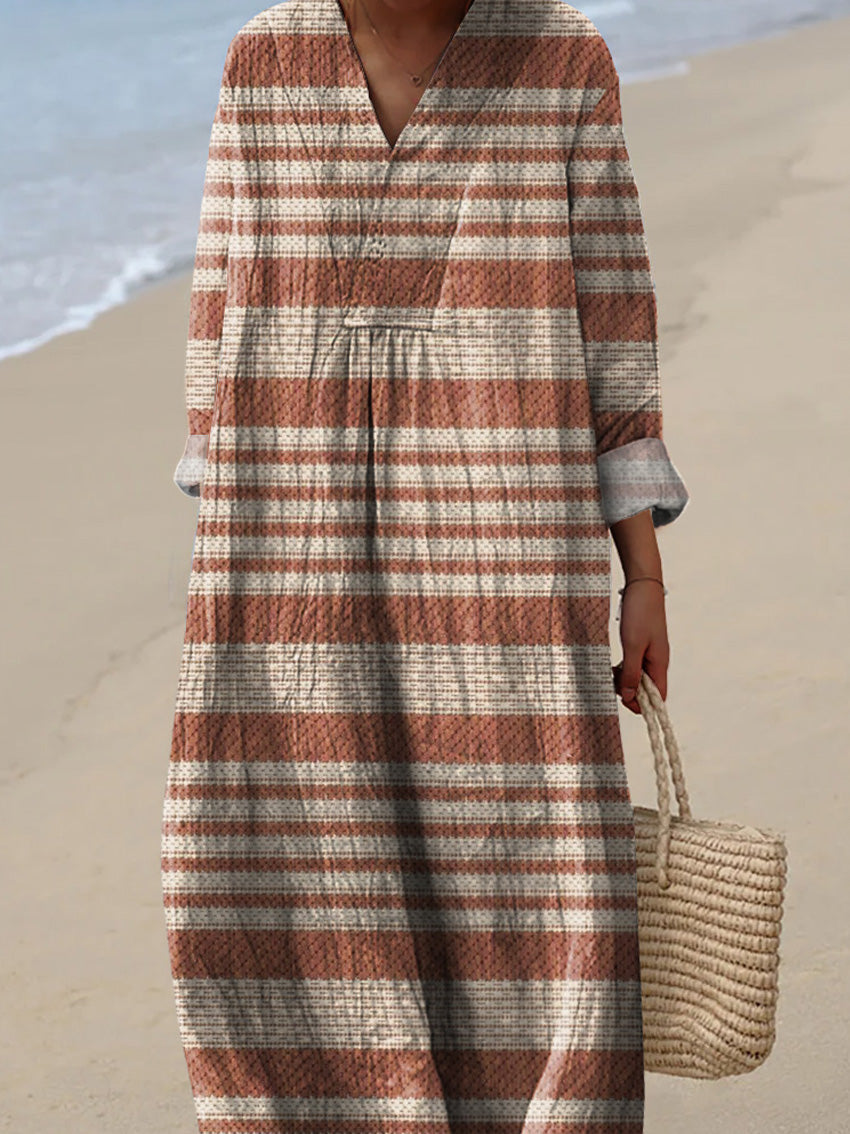 Minimalist Strip Pattern Printed Women's Dress