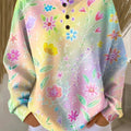 Women's Beautiful Colorful Floral Painting Art Print Casual Cotton Sweatshirt