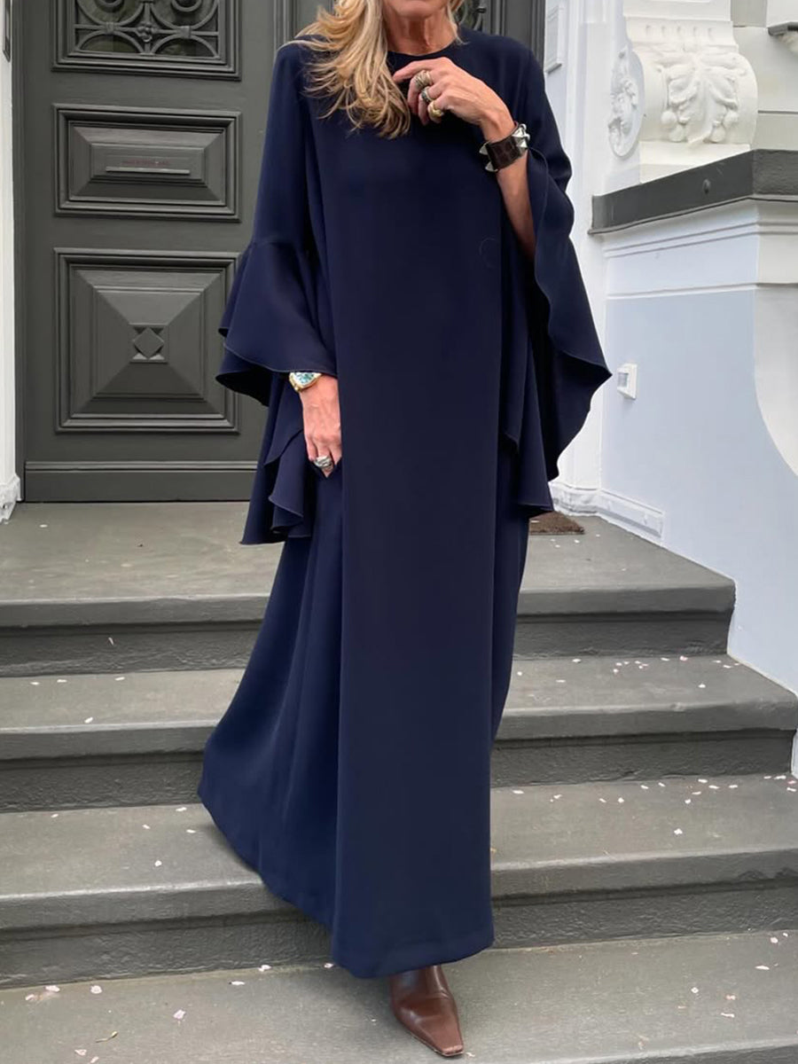 Women's Elegant Solid Color Multi-Layered Bell Sleeve Dress