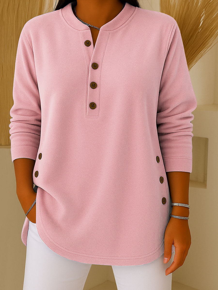 Women's Solid Color V-Neck Long Sleeve Casual Loose Sweater Top
