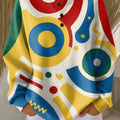 Women's Beautiful Colorful Abstract Geometric Painting Art Print Casual Waffle Henry Collar Sweatshirt