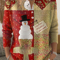 Women's Christmas Pattern Art Print Buttoned Cardigan Sweater