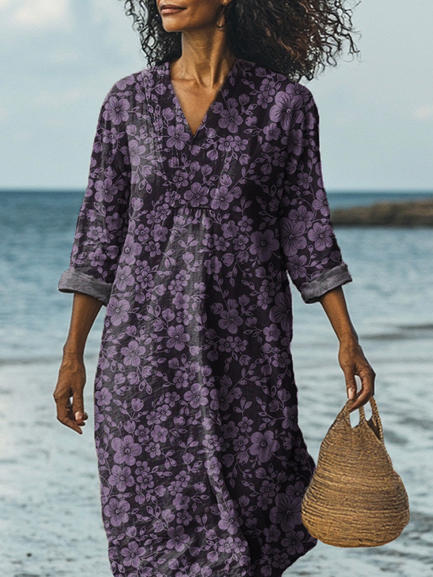 Midnight Summer Floral Pattern Printed Women's Dress