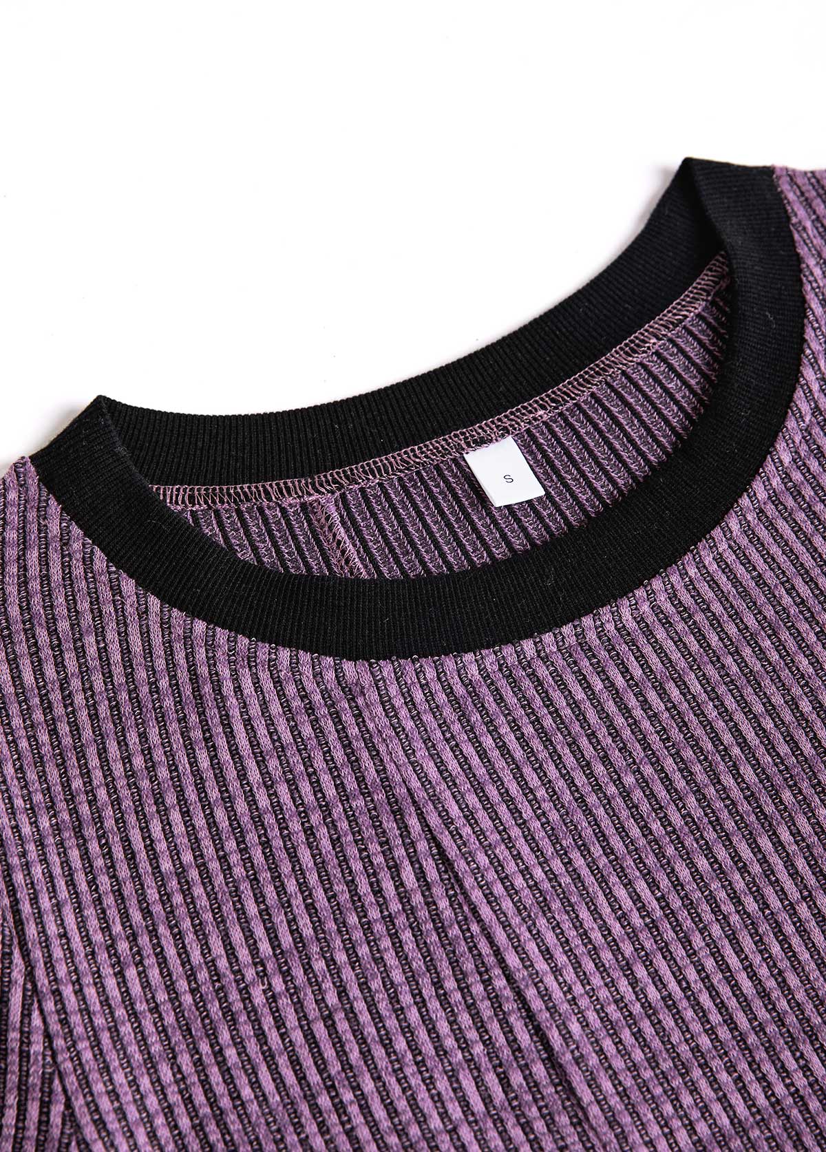 Altviolettes Patchwork-Kleid in A-Linie mit langen Ärmeln