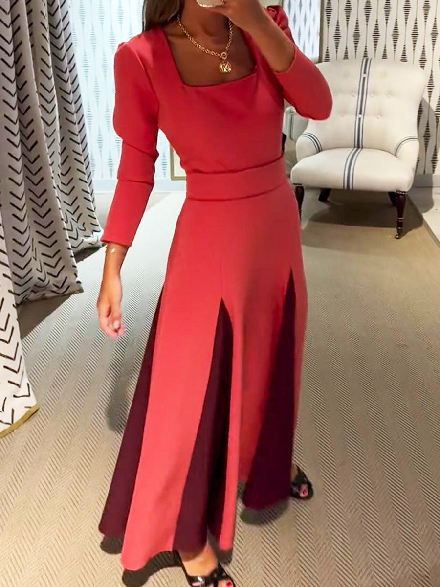 Women's Elegant Artistic Color Block Dress