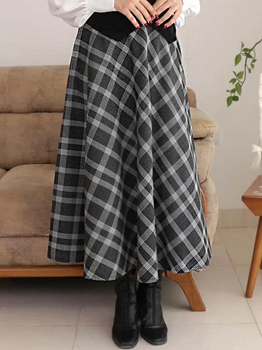 Women's Plaid Print Casual A-Line Skirt