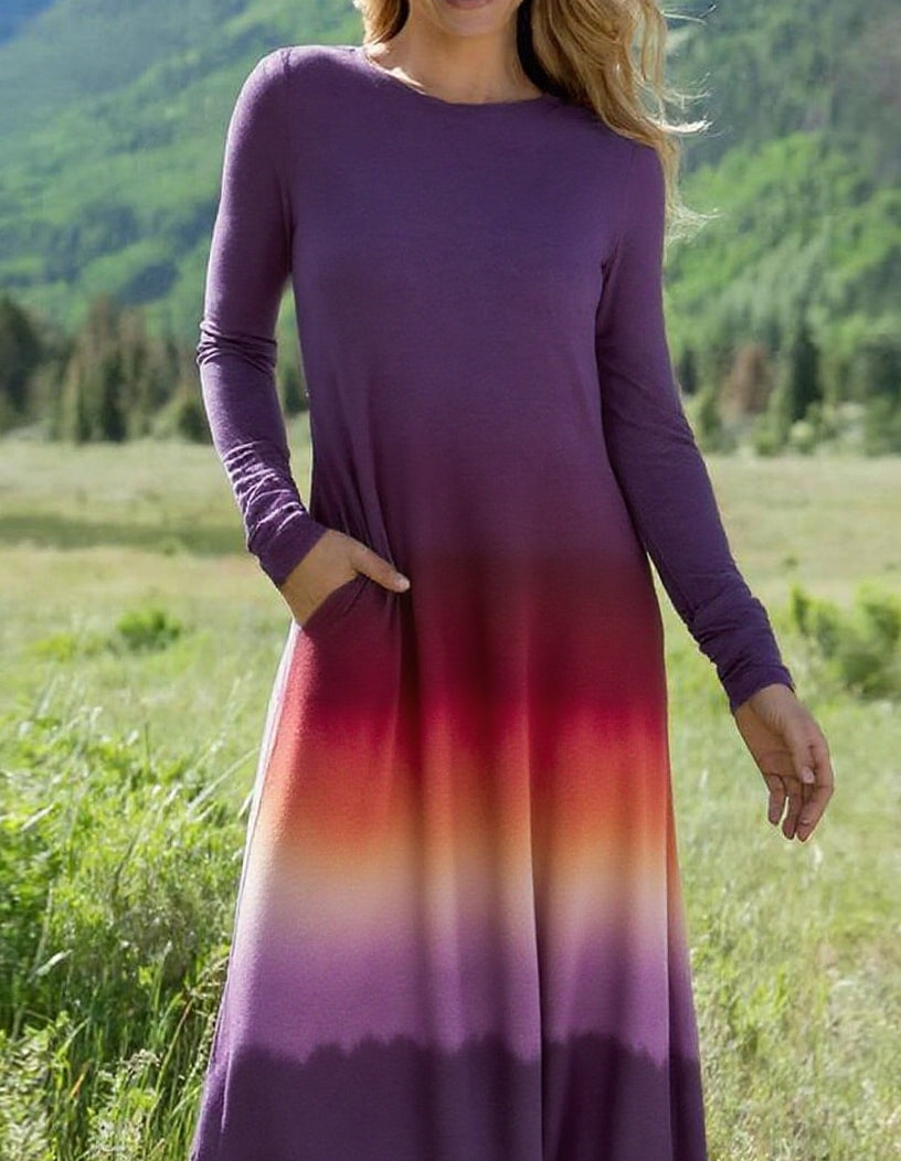 Women's Bohemian Gradient Splicing Stretch Dress