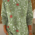 Women's Christmas Tree Art Print Casual Pullover Sweater