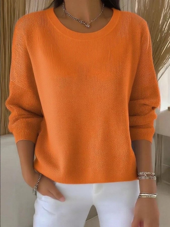 Women'S Solid Color Casual Knitted Top