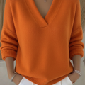 Women's Casual Solid Color V-neck Sweater Top