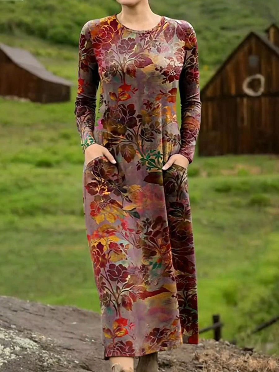 Women's Rose Gradient Print Stretch Dress