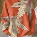Women's Autumn Maple Leaves Pattern Art Print Casual Waffle Henry Collar Sweatshirt