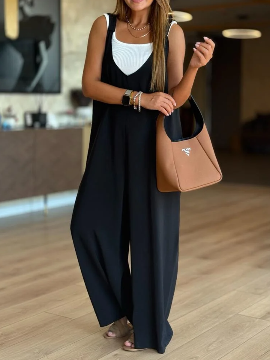 Casual Loose Deep U-neck Jumpsuit