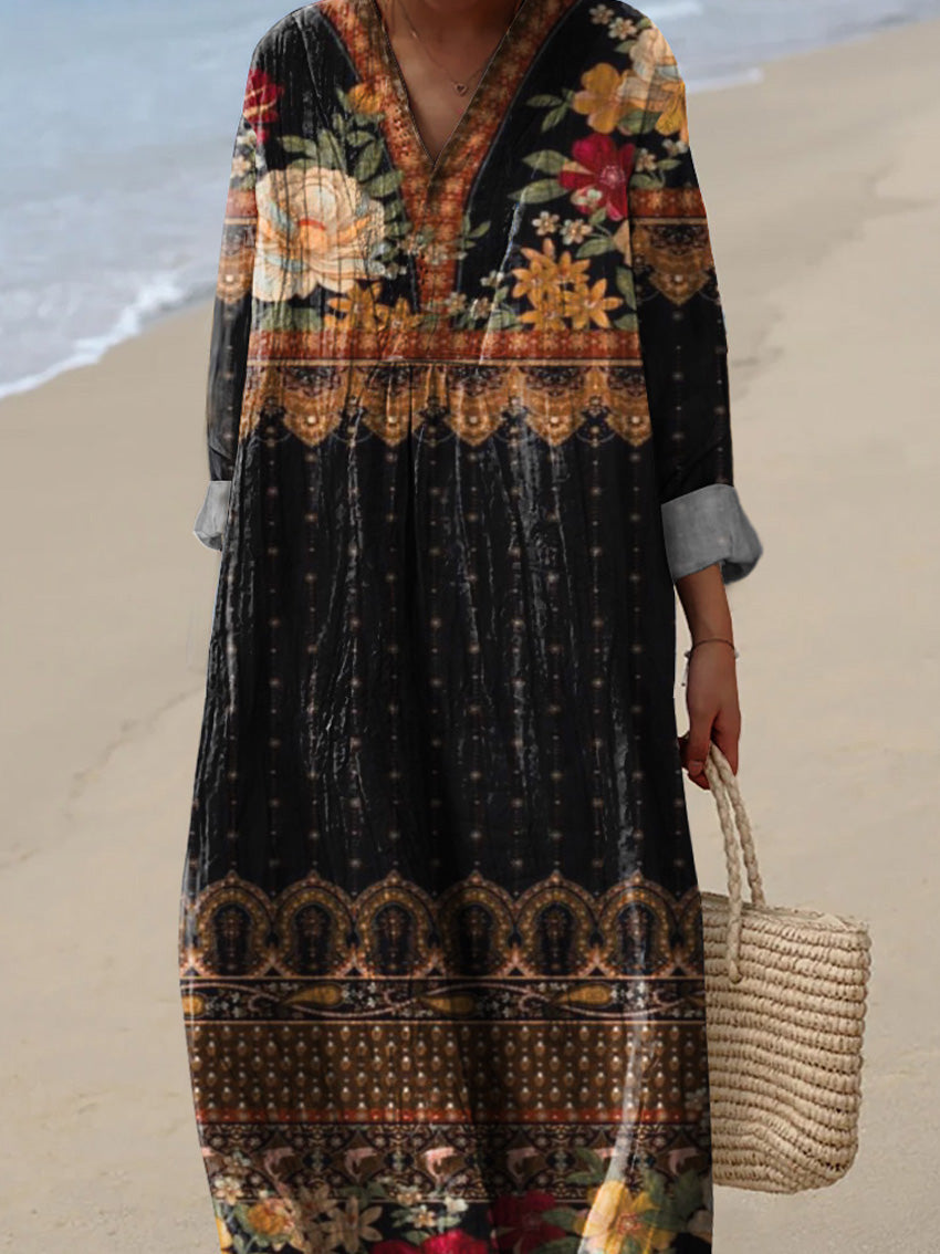 Ethnic Style Floral Pattern Printed Women's Dress
