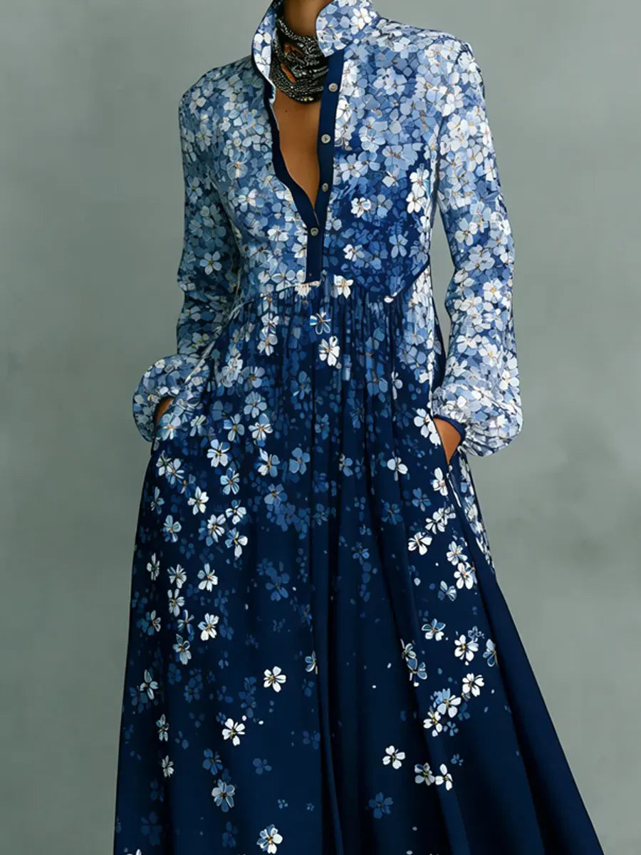 Women's Vintage Floral Art Elegant Romantic Casual Vacation Maxi Dress