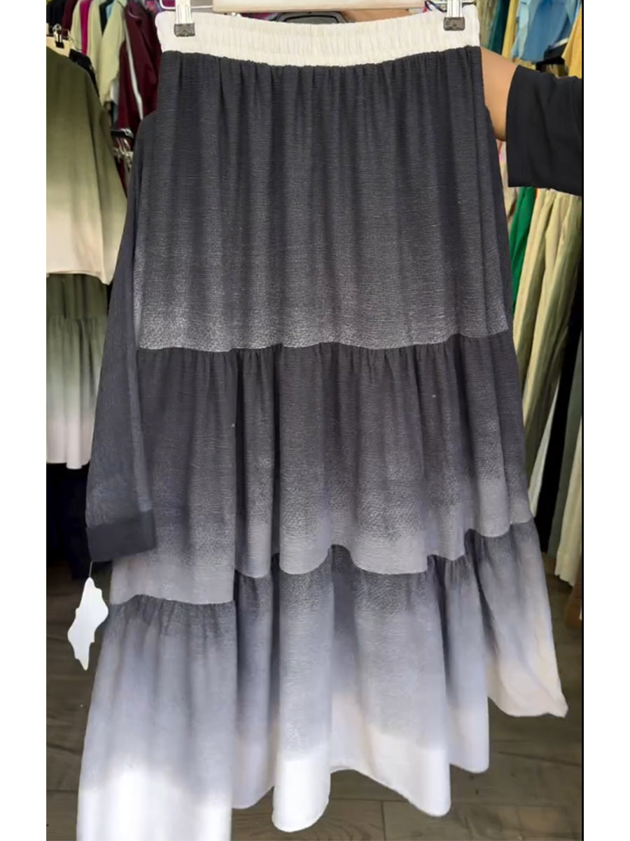 Women's Gradient print shirt and skirt set