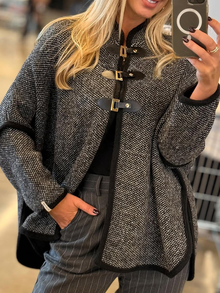 Women's Knitted Cardigan Jacket with Buckle