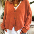 Women's Solid Color Buttoned Casual Cardigan Sweater