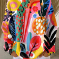 Women's Beautiful Colorful Abstract Leaves Painting Art Print Casual Cotton Sweatshirt