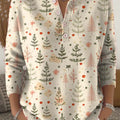 Women's Christmas Tree Art Print Buttoned Cardigan Sweater