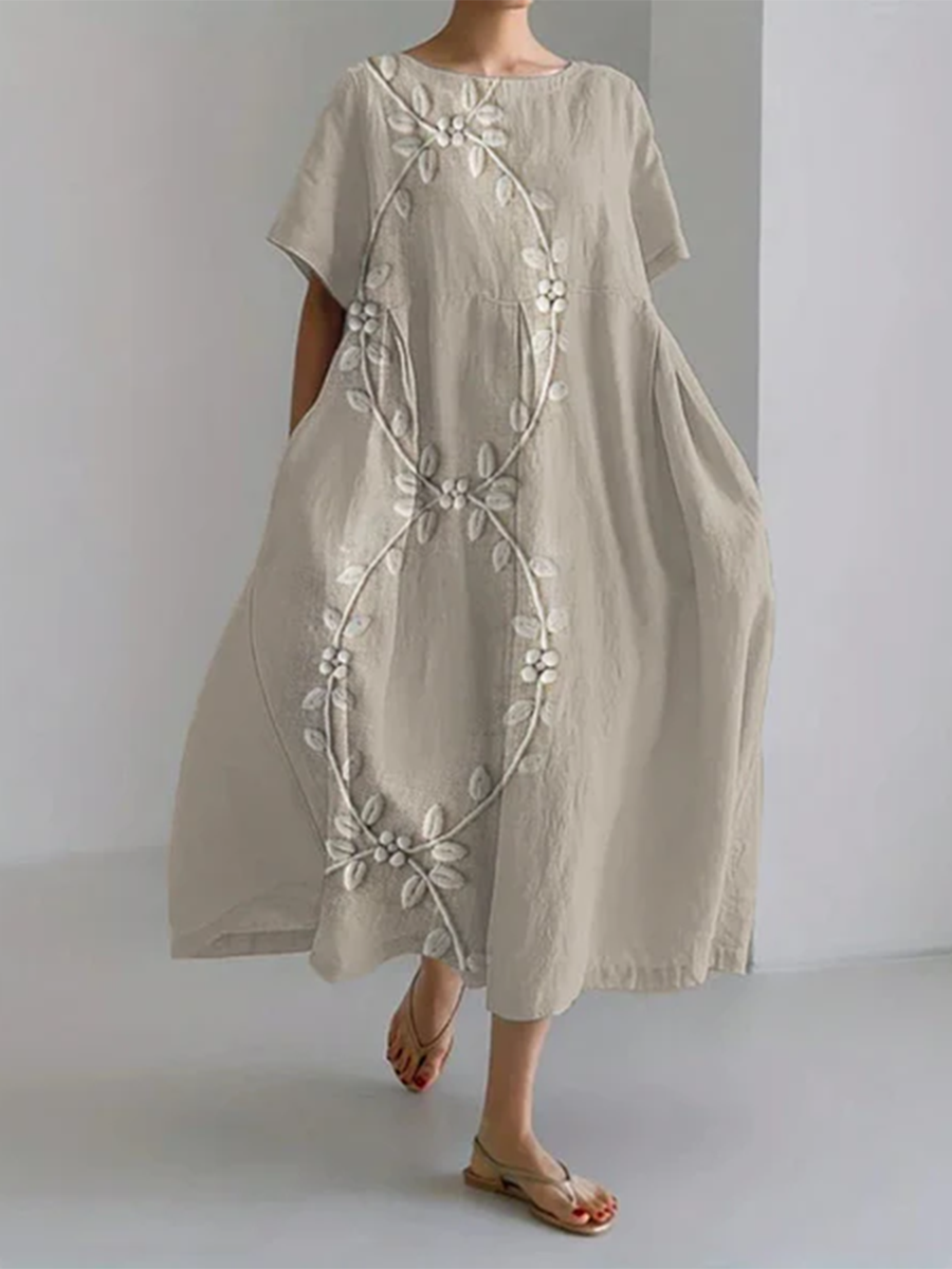 Comfortable Printed Linen Dress