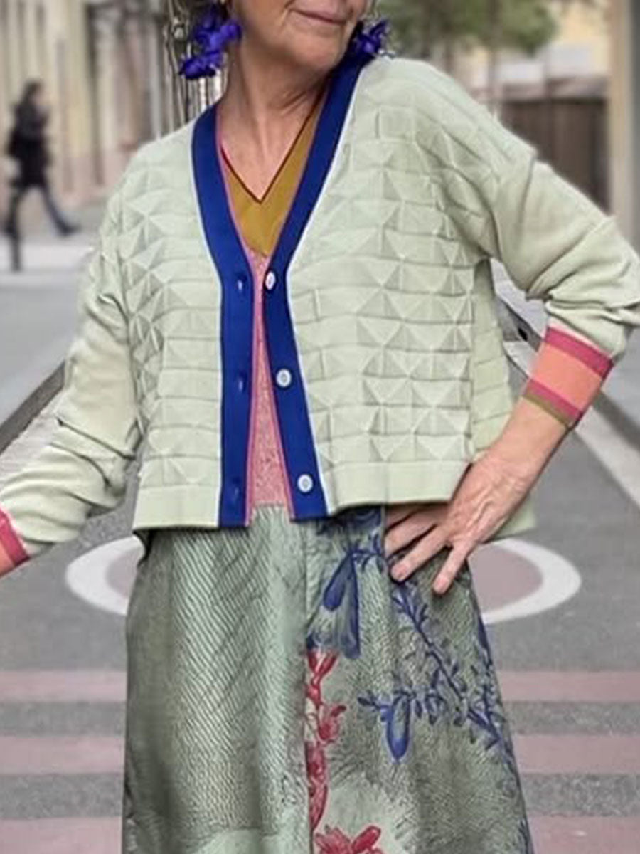 womens-v-neck-long-sleeve-contrast-color-stitching-casual-loose-cardigan-sweater