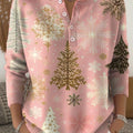 Women's Christmas Tree Pattern Art Print Buttoned Cardigan Sweater