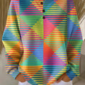 Women's Beautiful Colorful Rhombus Geometric Painting Art Print Casual Cotton Sweatshirt