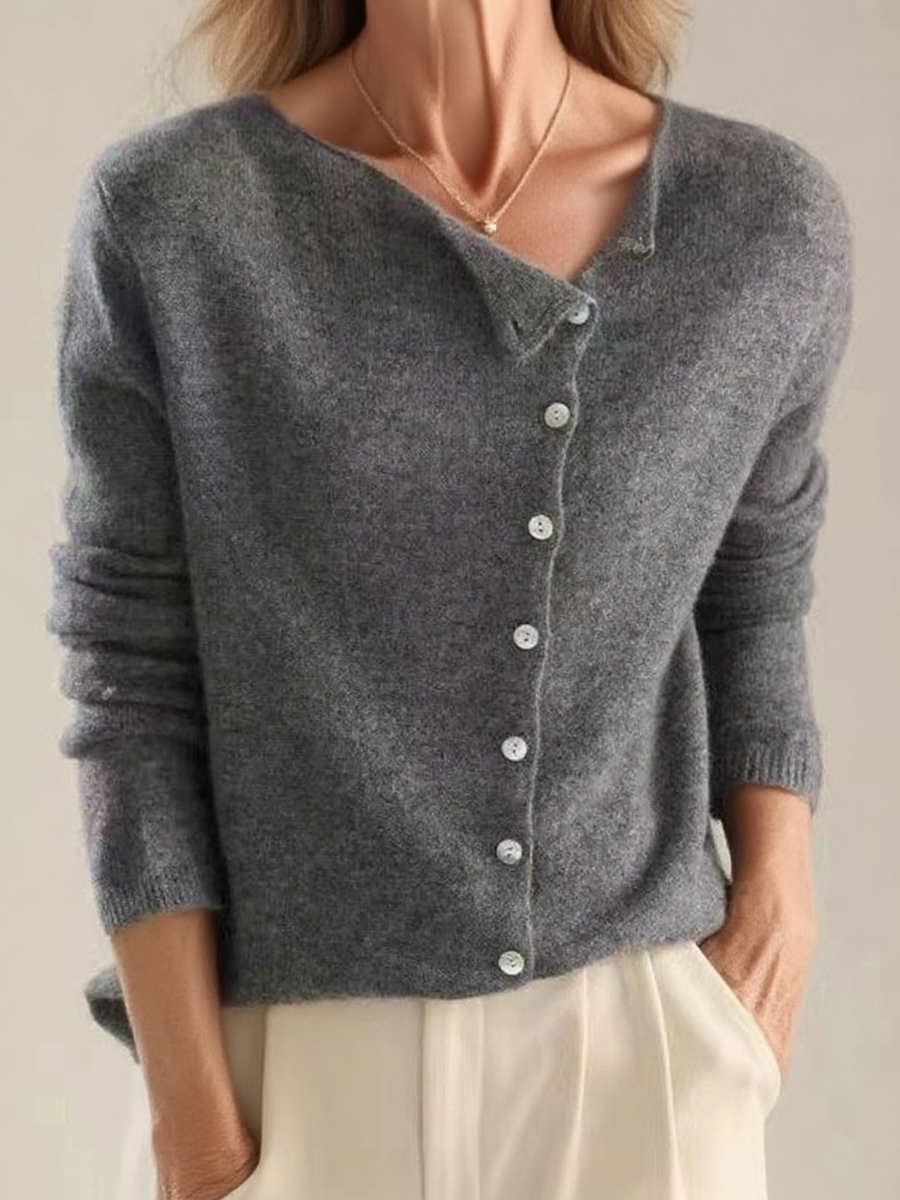 Women's Soft Irregular Button Knit Sweater