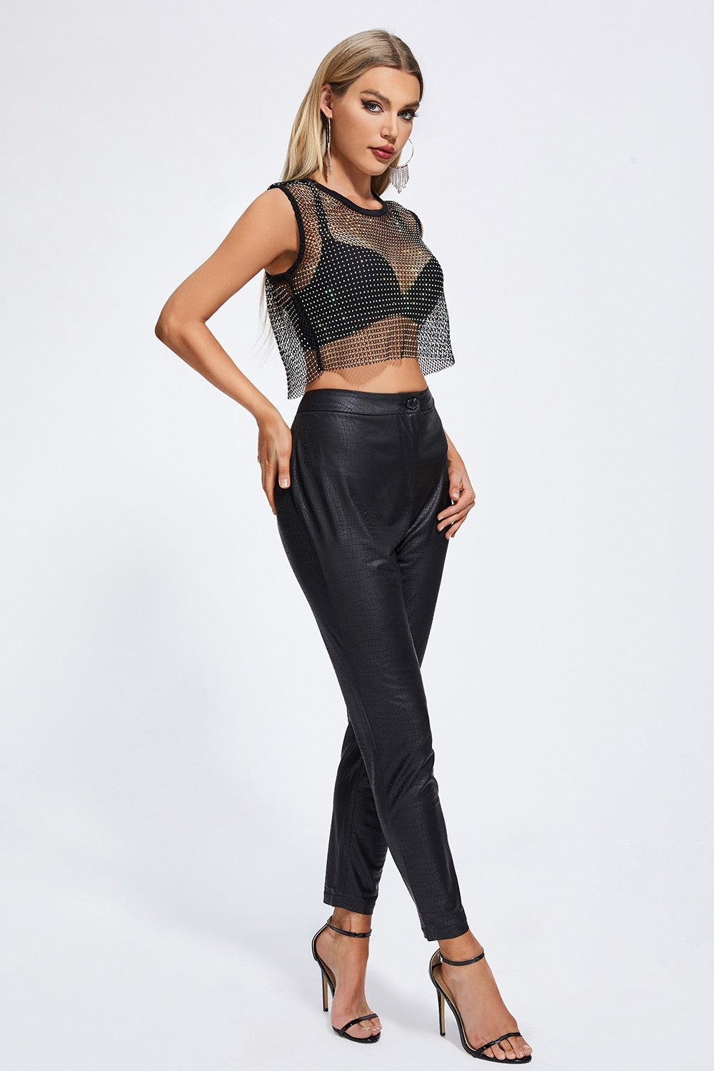 Anka Sleeveless Diamond Mesh Top