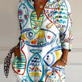 Women's Fish Print Casual Cotton Shirt