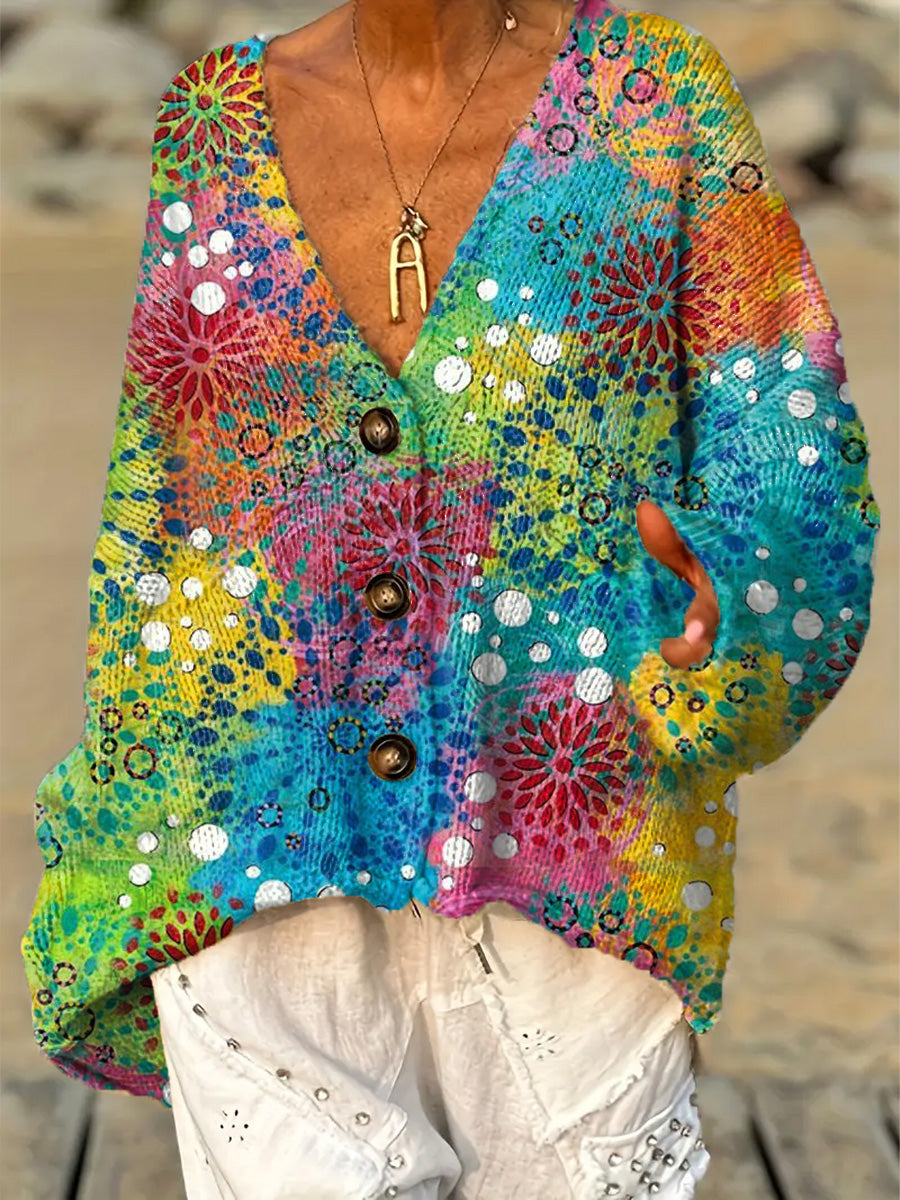 womens-beautiful-colorful-abstract-circular-floral-totem-painting-art-print-casual-pullover-sweater-khxk