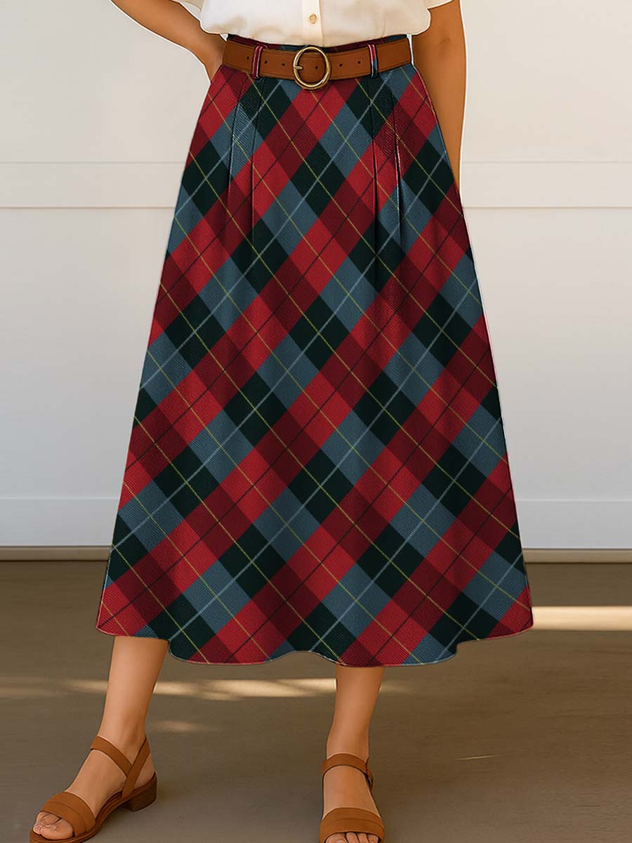 College style vintage classic plaid decorative pattern Skirt