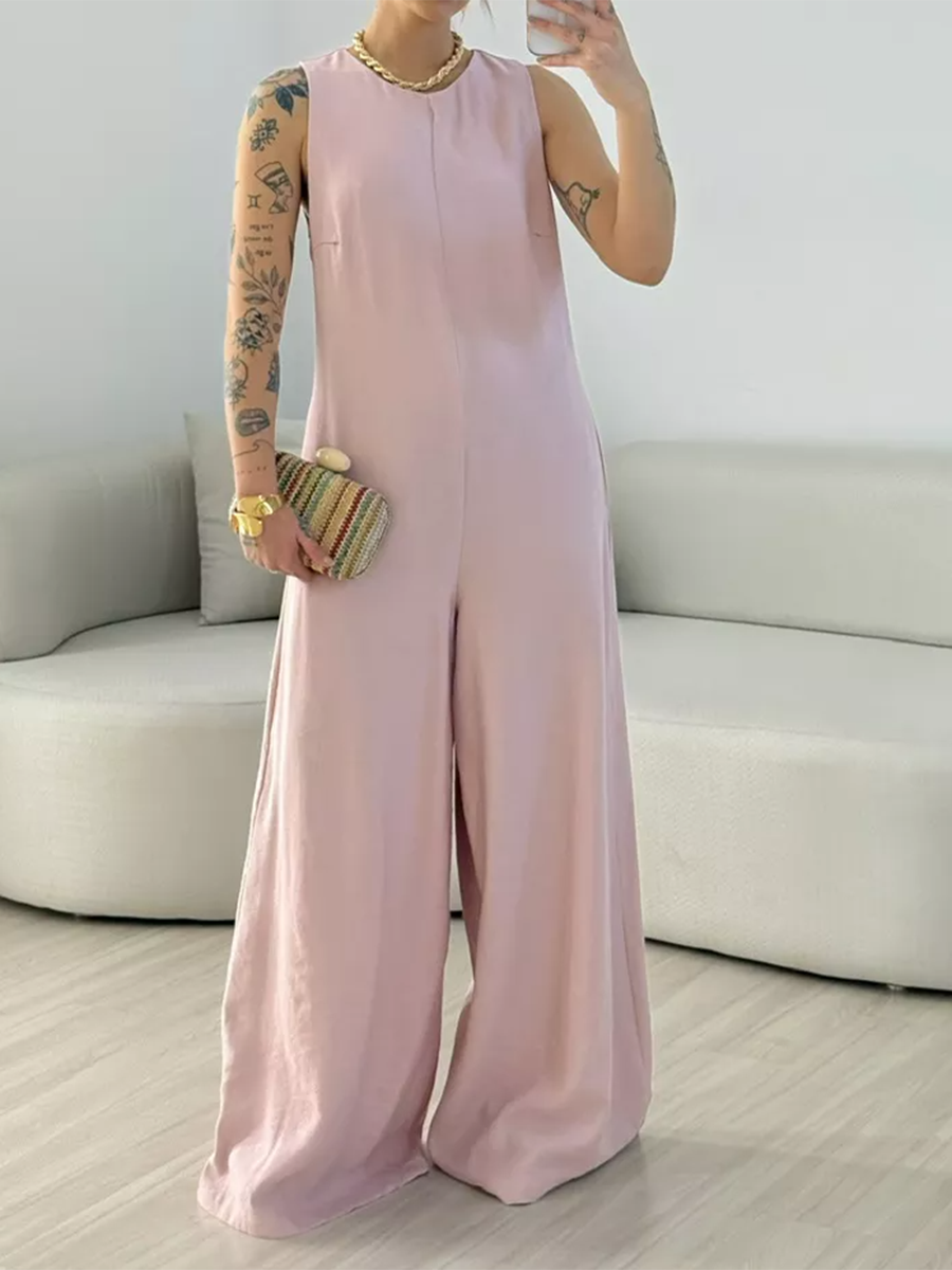 Women's Solid Color Loose Jumpsuit